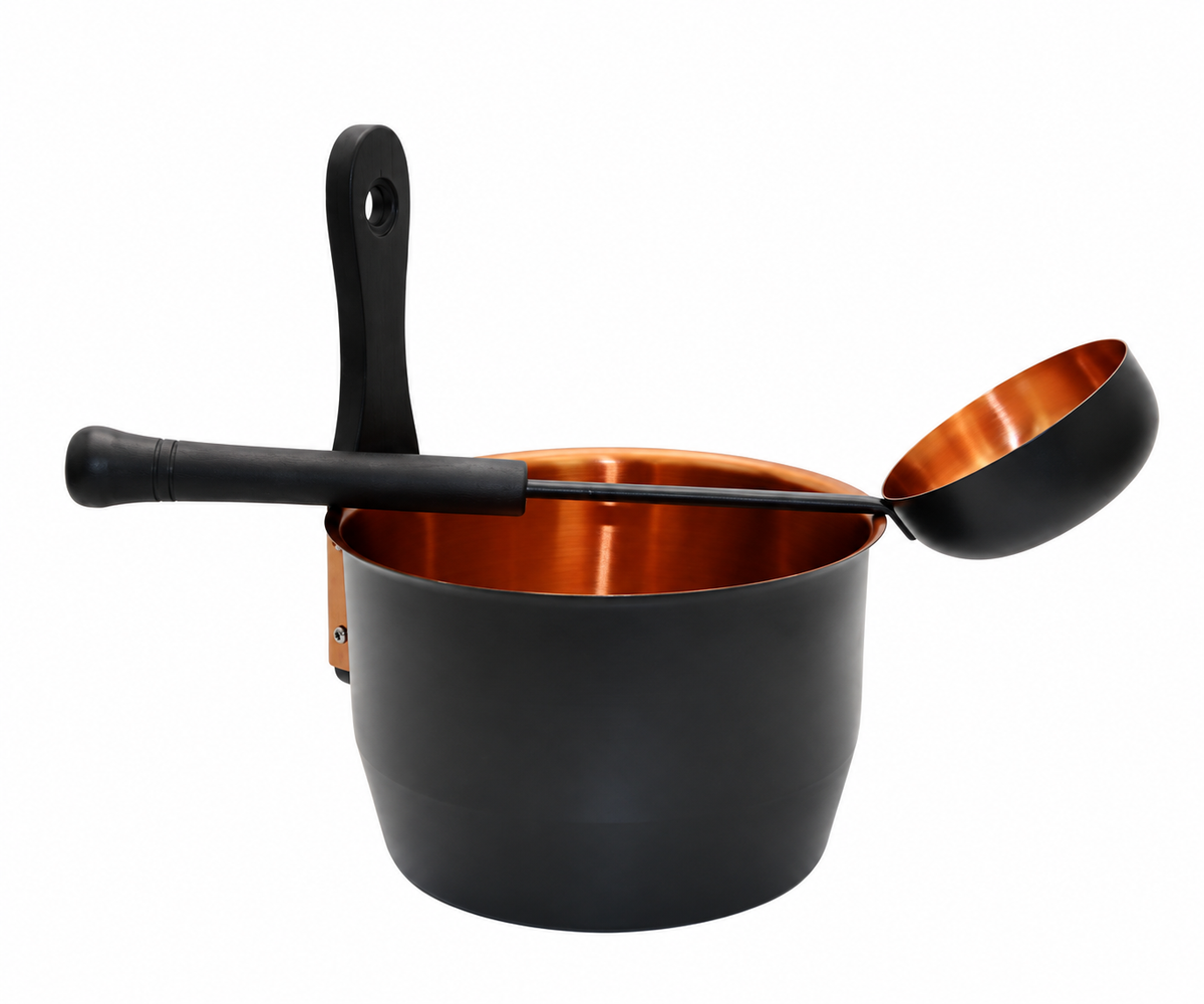 Black Copper Sauna Bucket & Ladle Set - 4.5L Bucket with 43cm Ladle