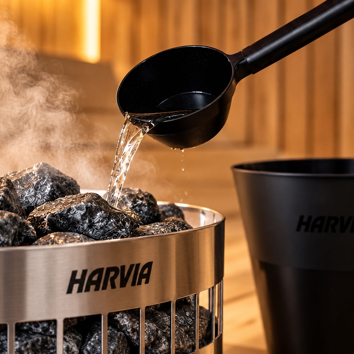 Black Sauna Bucket & Ladle Set – 7L
