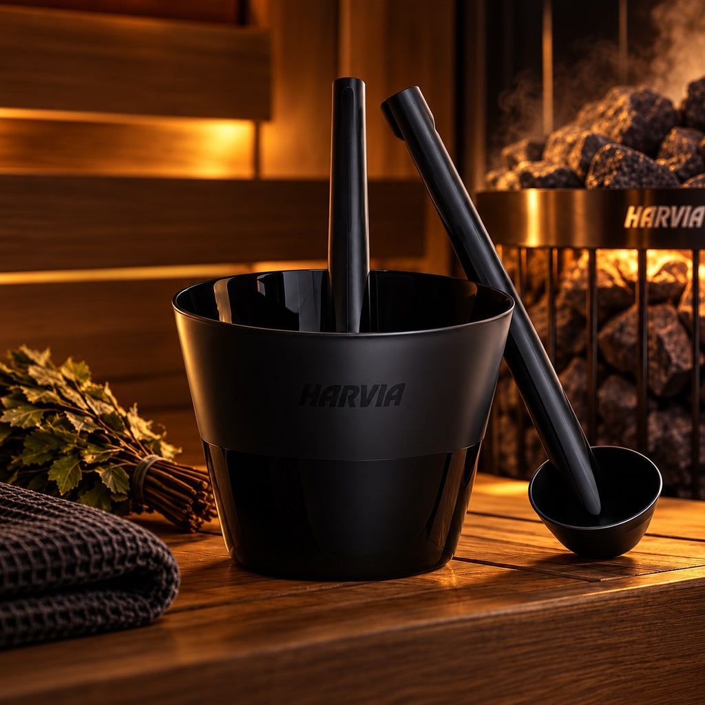 Black Sauna Bucket & Ladle Set – 7L