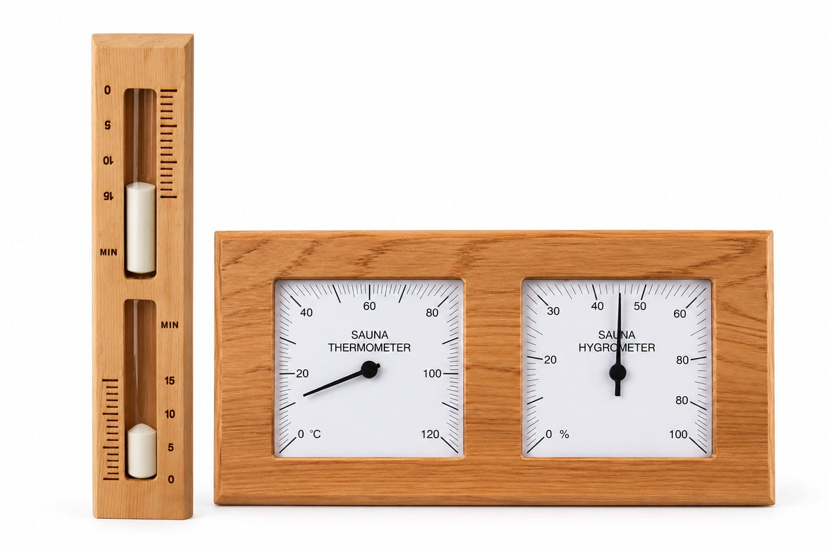 Cedar Sauna Timer & Thermo-Hygrometer - Individual or Set