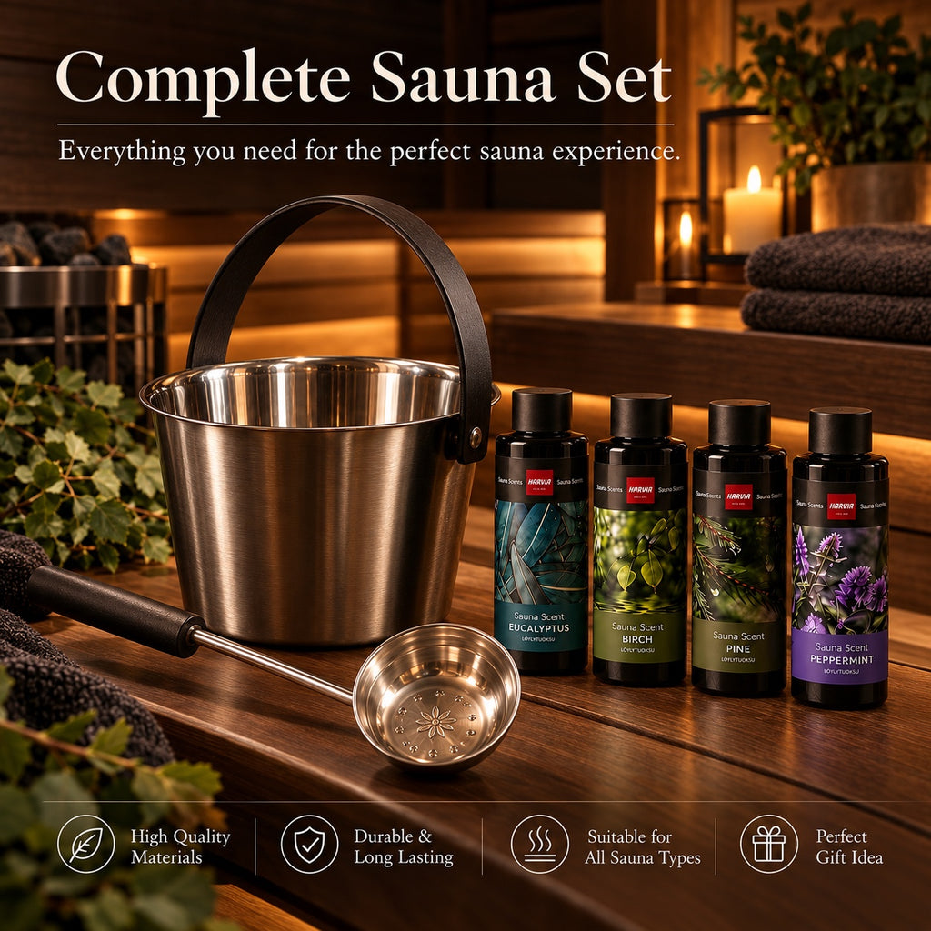 Sauna Bucket & Ladle Set with Optional Sauna Aromas