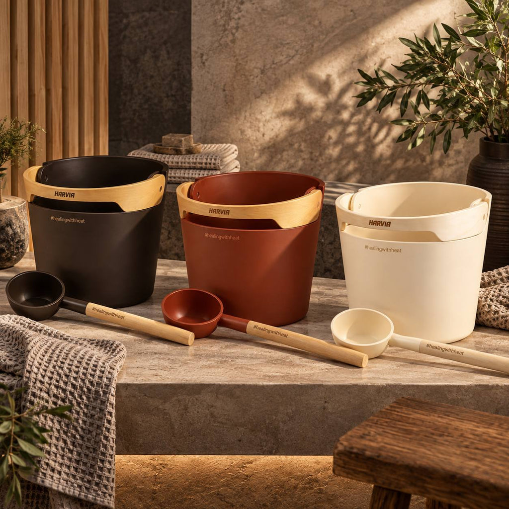 Terracotta Sauna Bucket & Ladle Set