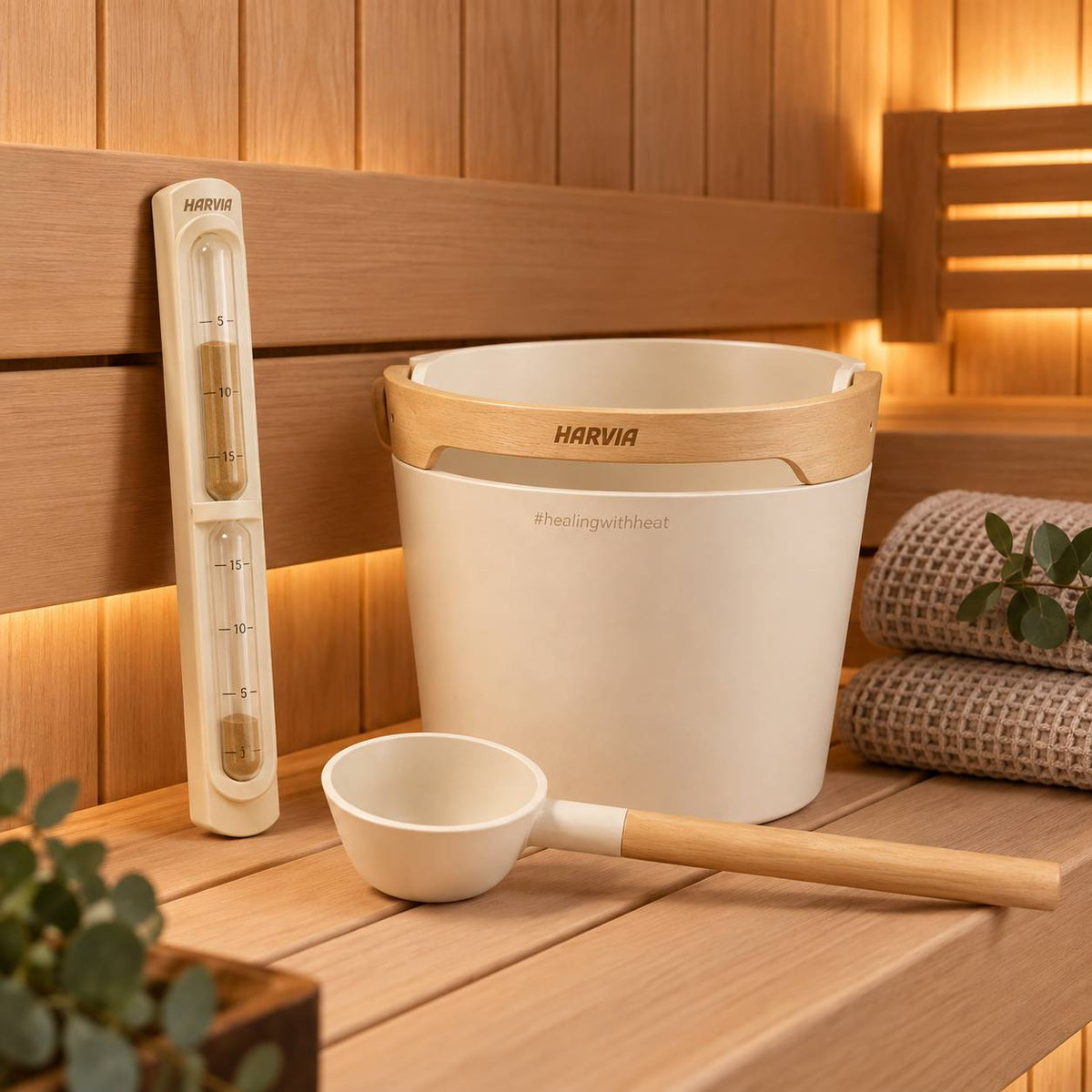 Terracotta Sauna Bucket & Ladle Set