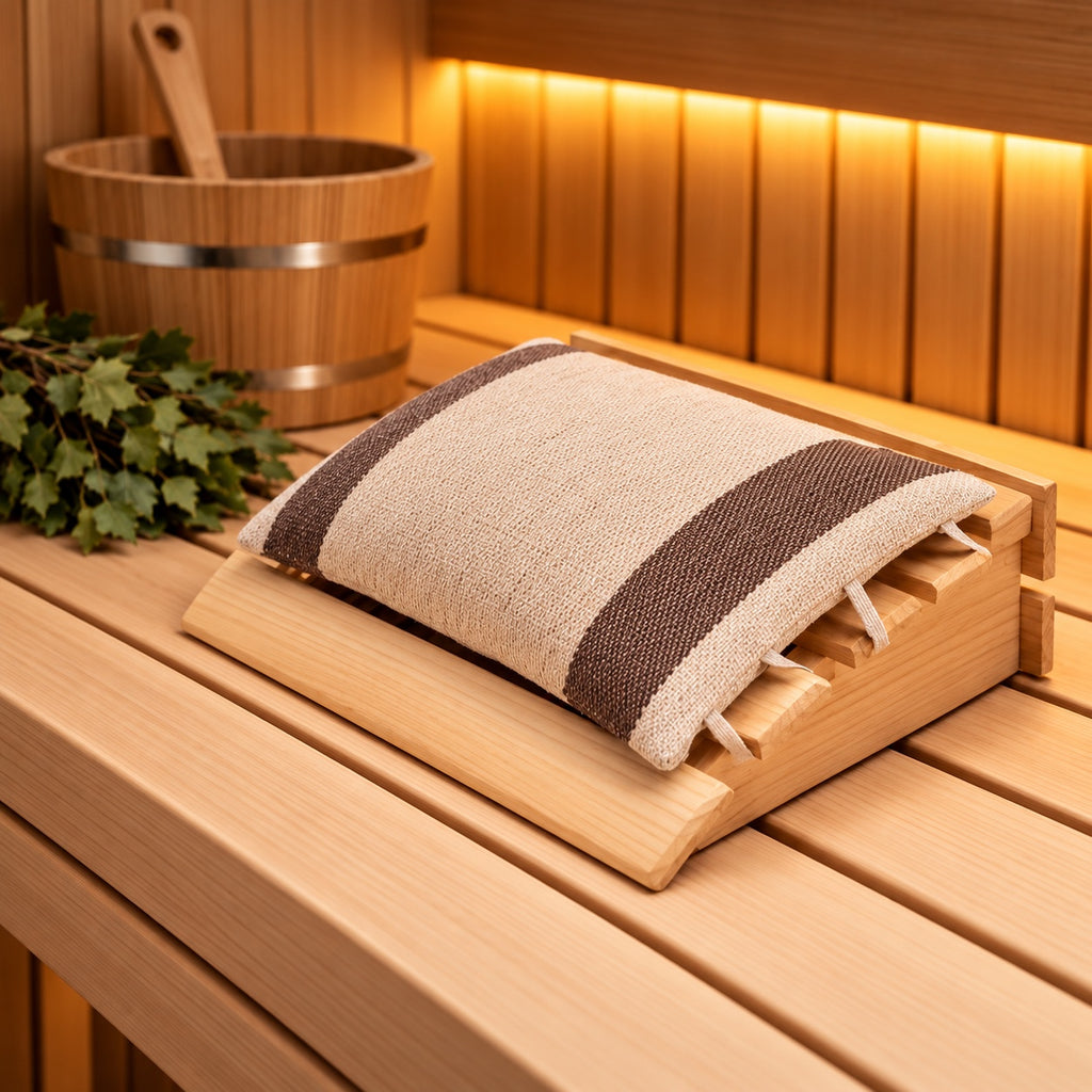 Wooden Sauna Headrest with Cushion – Single, Duo or Comfort Set