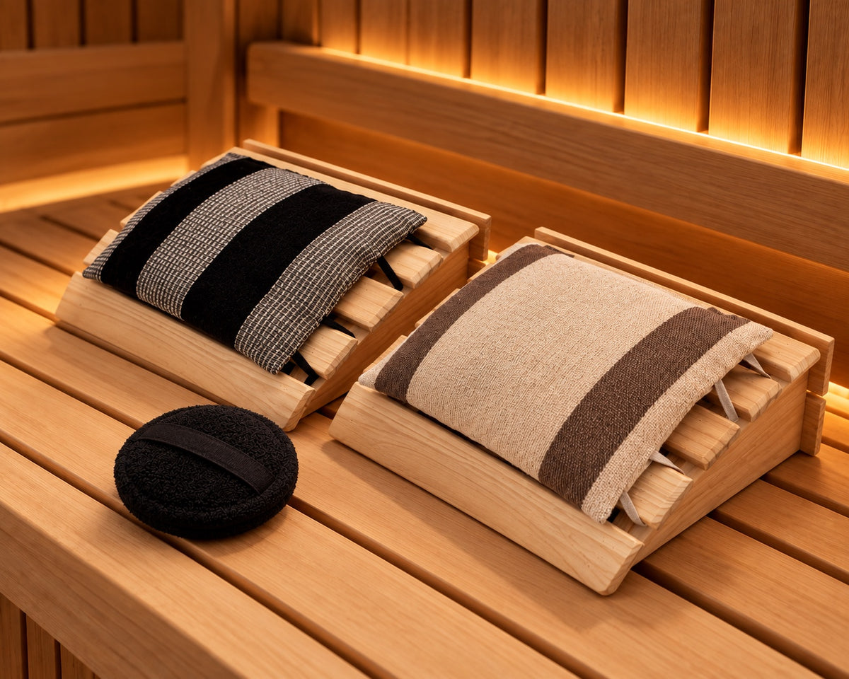 Wooden Sauna Headrest with Cushion – Single, Duo or Comfort Set